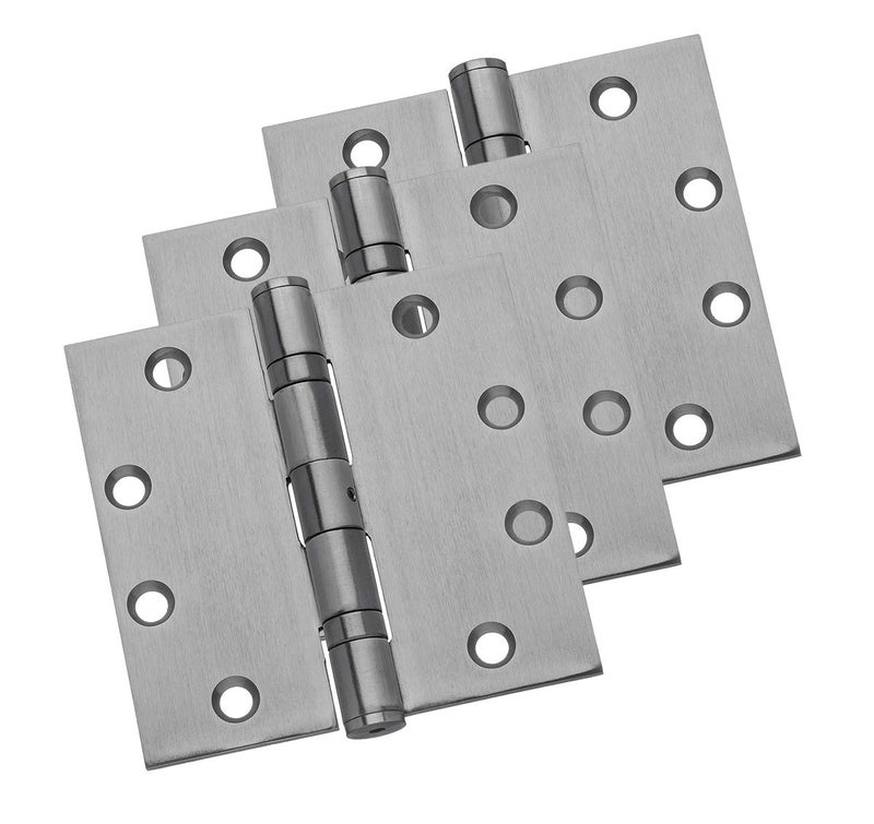 Dynasty Hardware Door Hinges, Heavy Duty 4.5x4.5 Full Mortise Ball Bearing Design for a Smooth Quiet Swing, Ideal for Commercial or Heavy Doors, Non-Removable Pin, Stainless Steel Finish, 3-Pack - Image 3